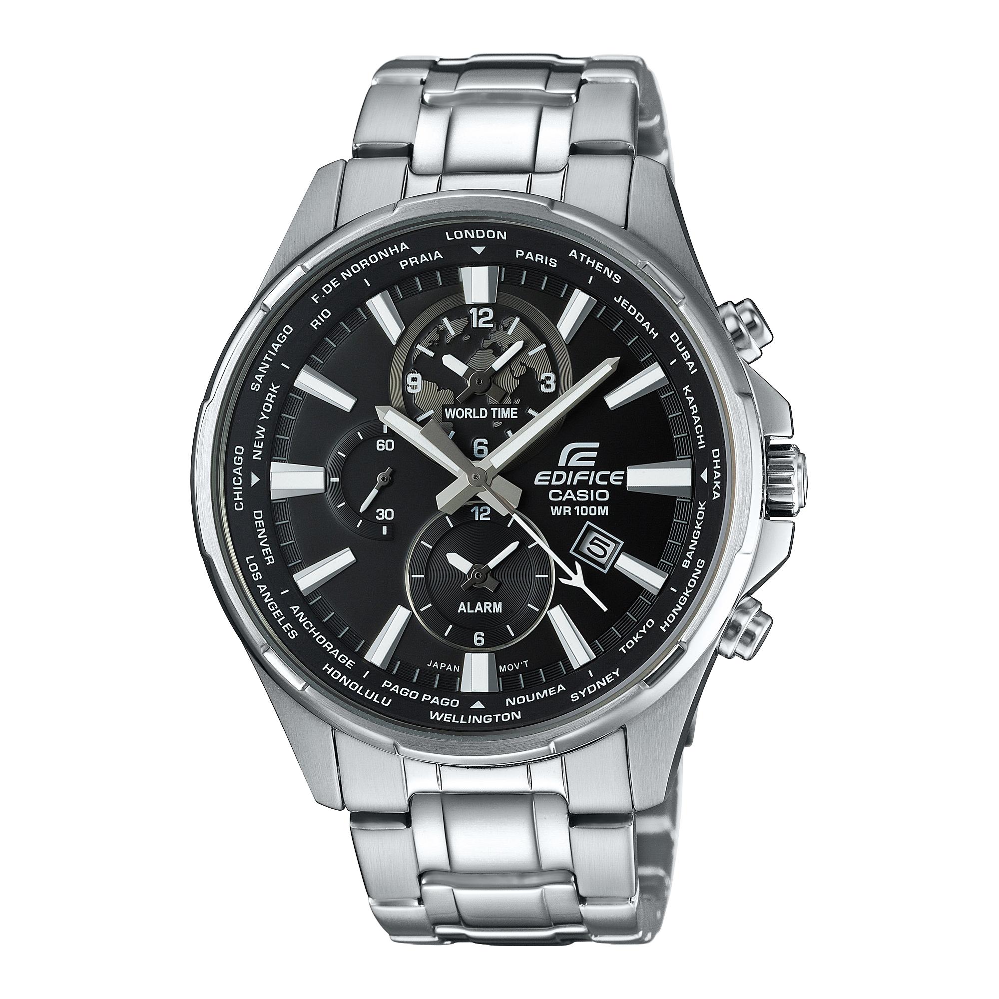 Casio Men s Stainless Steel 100M Water Resistant Analog Alarm Quartz Watch EFR-304D-1AVU