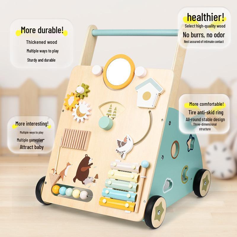 Multifunctional Wooden Baby Walker and Educational Toddler Push Toy Gift