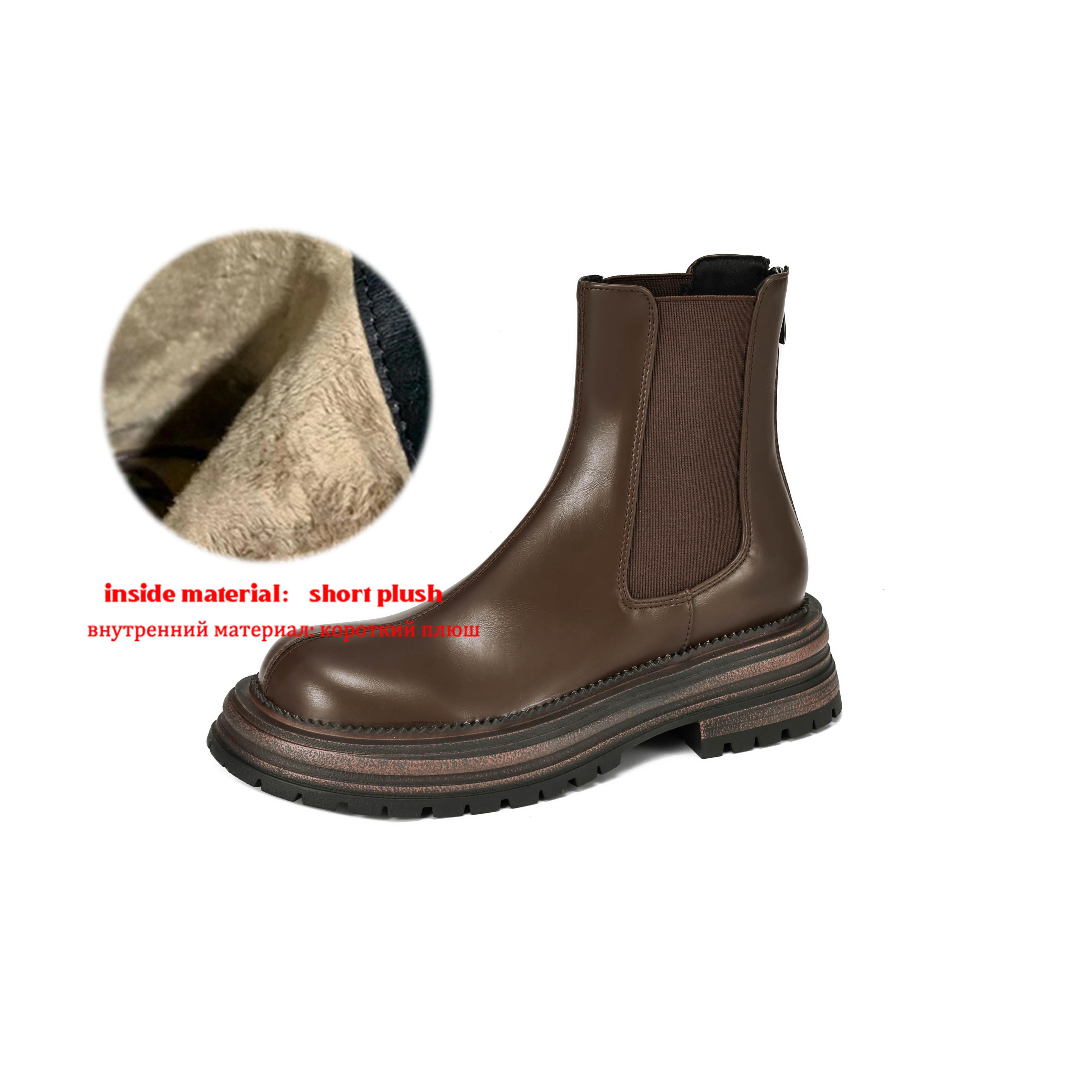 

Krazing Pot Microfiber Autumn Winter Shoes Thick High Heels Zipper Platform Size 43 Motorcycle Boots Knitwear Ankle Boots 43