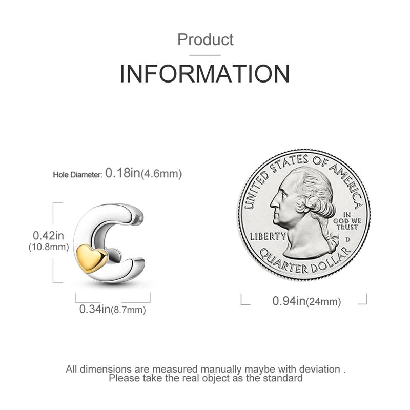 Charms Originale Heart English Alphabet Series Bead Fits Bracelets Necklace Women Charm Copper Luxury Diy Jewelry Gifts