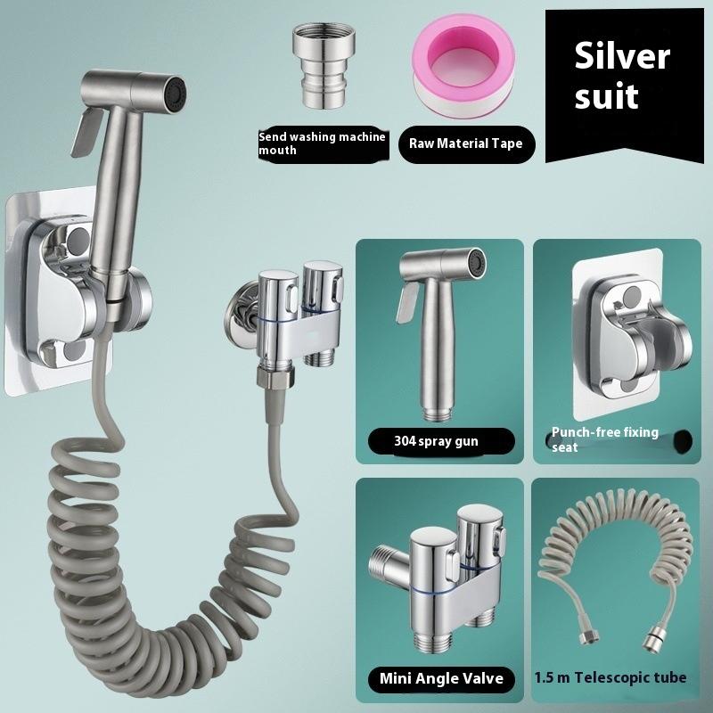 Bathroom Toilet Flush Spray Gun Faucet Women's Washing Device One in Two Out High Pressure Flusher Water Gun Bathroom Facilities