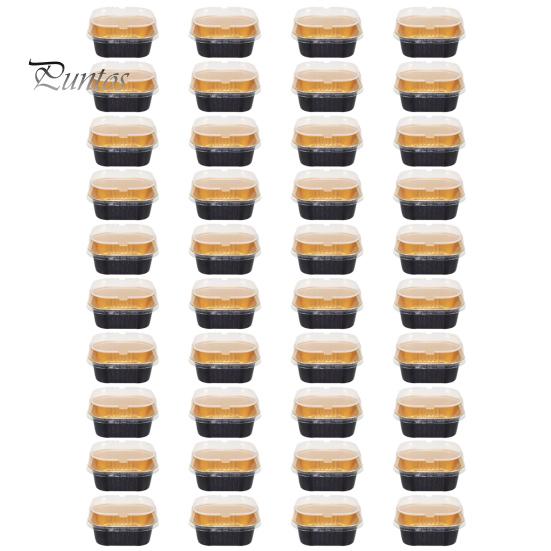 

40 шт. Мини-формы для торта с крышками, миски из фольги, одноразовые контейнеры для выпечки пищевого класса, контейнеры из фольги для хранения продуктов, универсальные миски для приготовления пищи чёрный