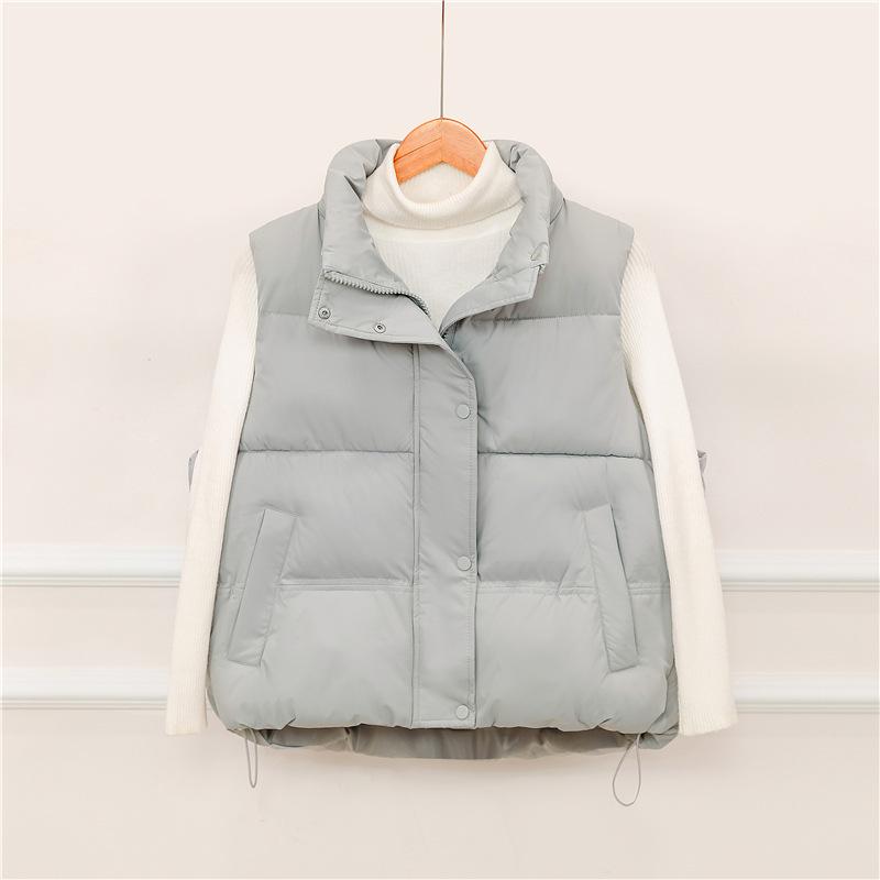 Cotton Vest Women's Short Spring, Autumn and Winter New Fashion Stand Collar Warm Loose Cotton Vest Outer Cotton Vest Jacket