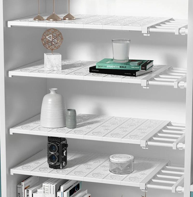 Adjustable Wardrobe Storage Shelves Space Saving Closet Organizer Storage Shelf Decorative Shelves Cabinet Holder Kitchen Rack