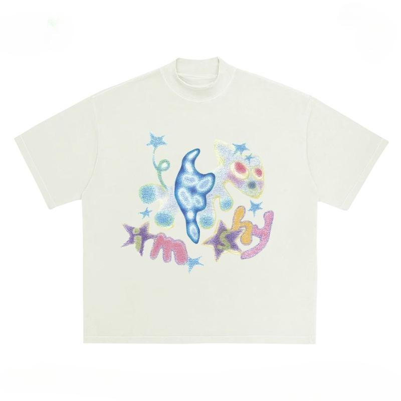 

Im Shy Printed Pure Cotton T-shirt Men and Women with The Same Round Neck Cotton Short-sleeved Kawaii Y2k Kpop Harajuku T-shirt S