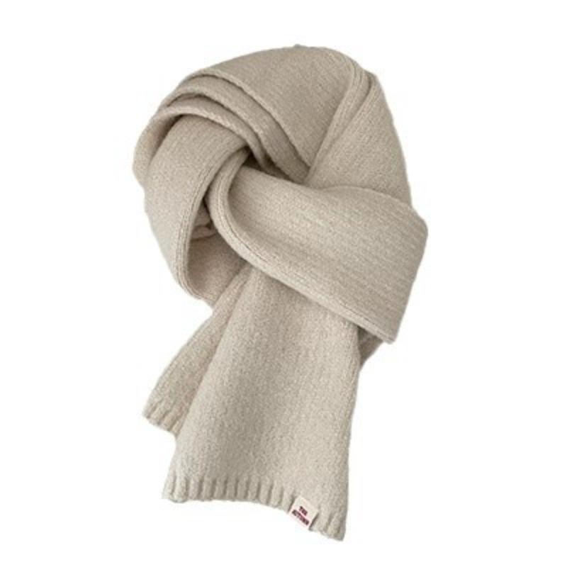 Korean Version Solid Color Versatile Autumn and Winter New Wool Couple Student Small Scarf Cute Knitted Warm Scarf
