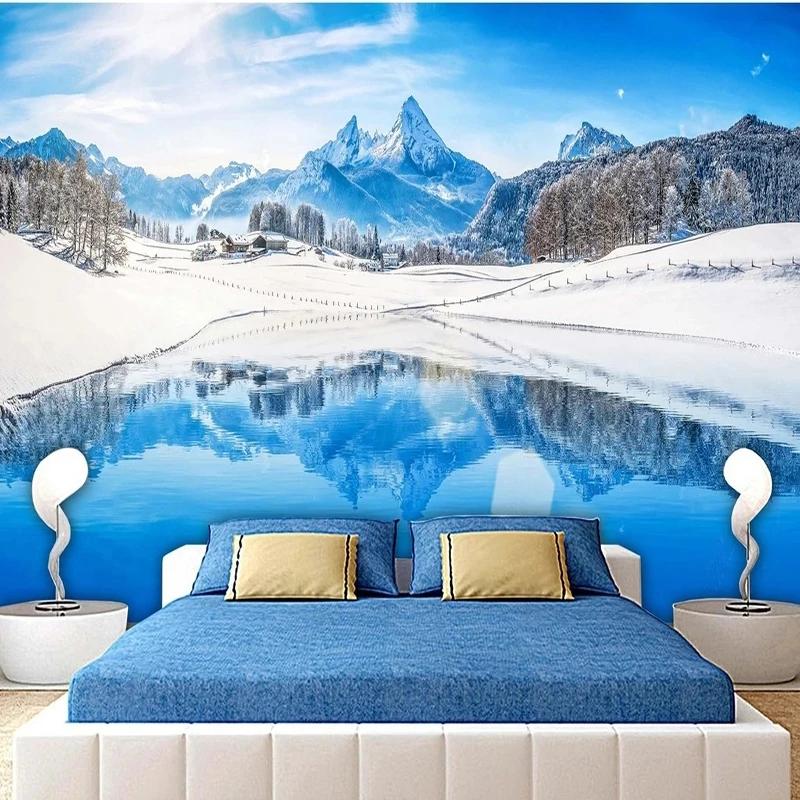Beautiful Snow Mountain Scenery Mural Living Room Tv Sofa Study Room Background Wallpaper Wall Mural