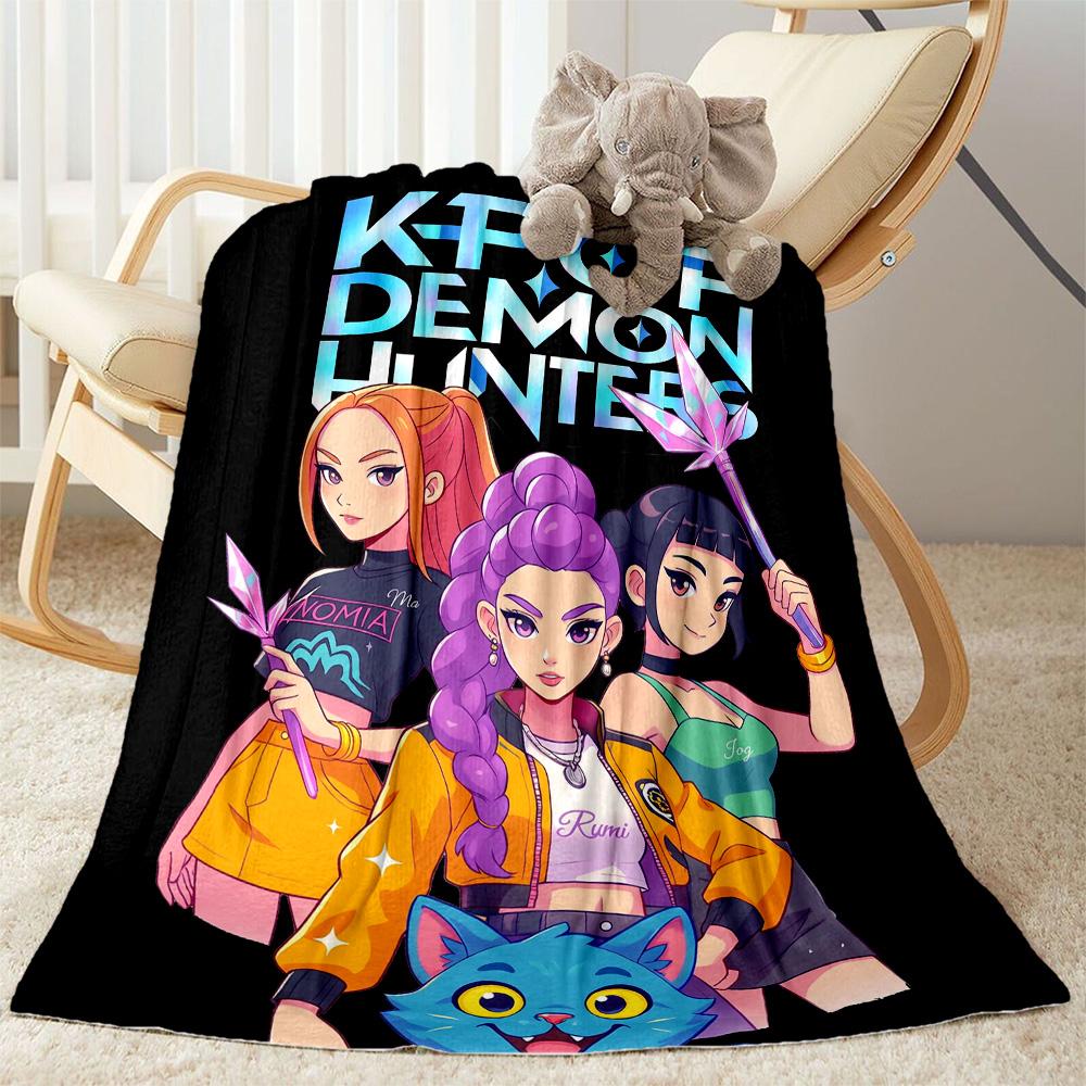K-pop Demon Hunters Blanket Soft Warm Cozy Great for Bed Chair Livingroom Four Seasons Universal Stylish Decor Best Holiday Gift for Friends Family