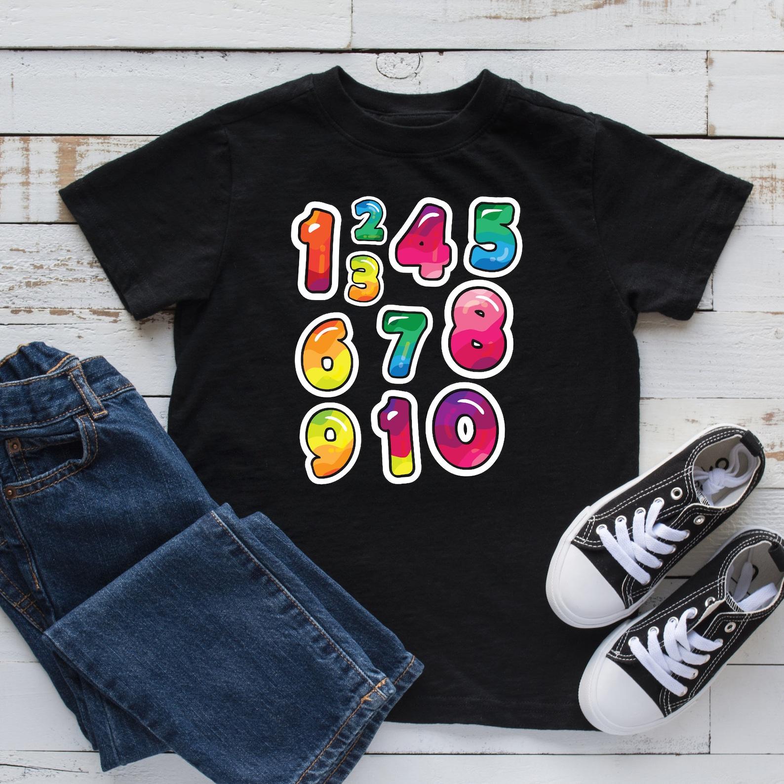 Counting Numbers Kids T-Shirt, Colorful Numbers Toddler Shirt, Children s T-shirt, Educational, Learning, 1-10 3XL