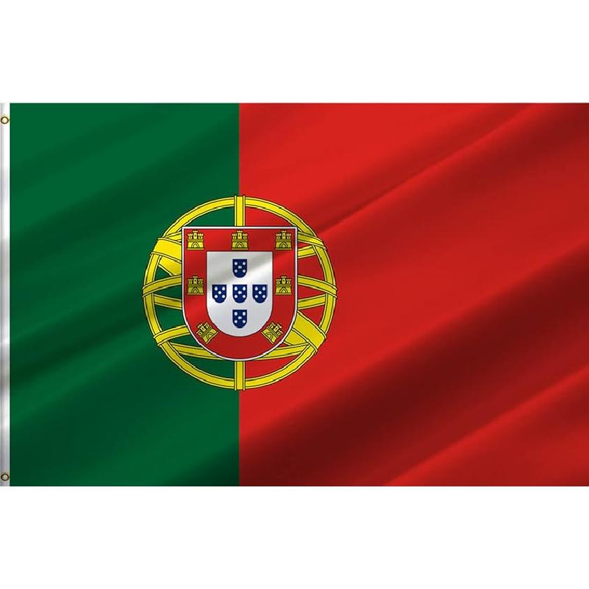 Portugal Flag 5x8 FT,Portuguese National Flags with 2 Brass Grommets,Sturdy Double Stitched and 100D Premium Polyester. (5X8) 2X3