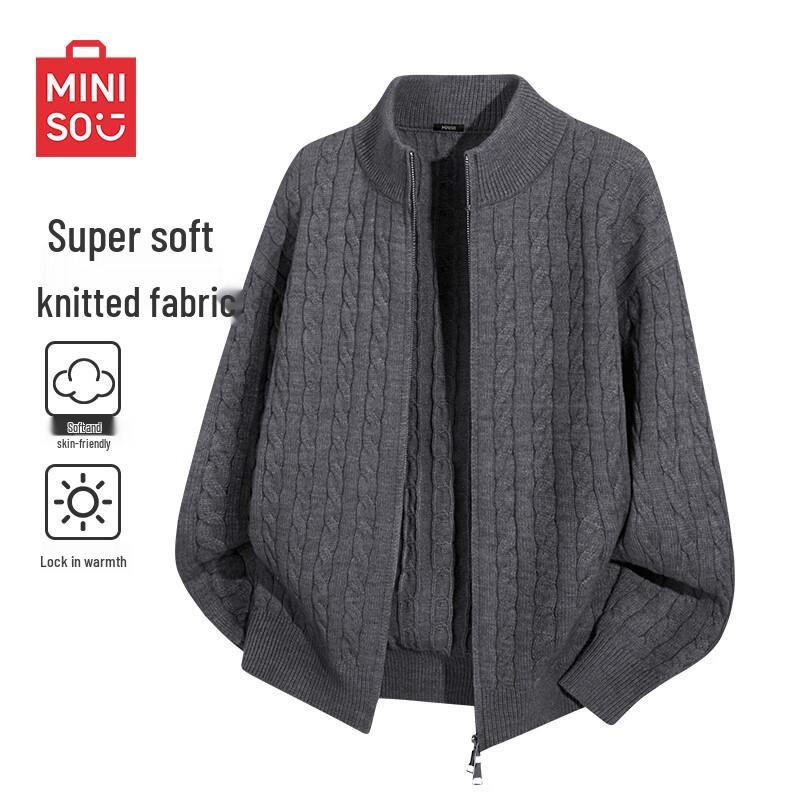 MINISO Unisex Retro Cable Knit Cardigan Sweater