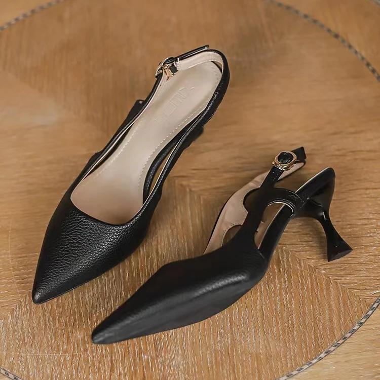 Fashion Summer mid-heel pointed toe single shoes soft leather toe sandals women's  shoes green new professional fashion single shoes