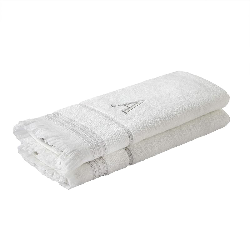 SKL Home Casual Monogram Hand Towel Set, A, 16x26, White 2 Count 16x26 белый