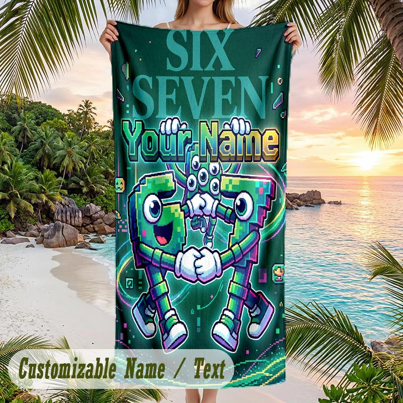 Family Friends Theme Beach Towel Personalized Custom Name & Text Soft Quick Dry Beach Towel for Swimming Travel