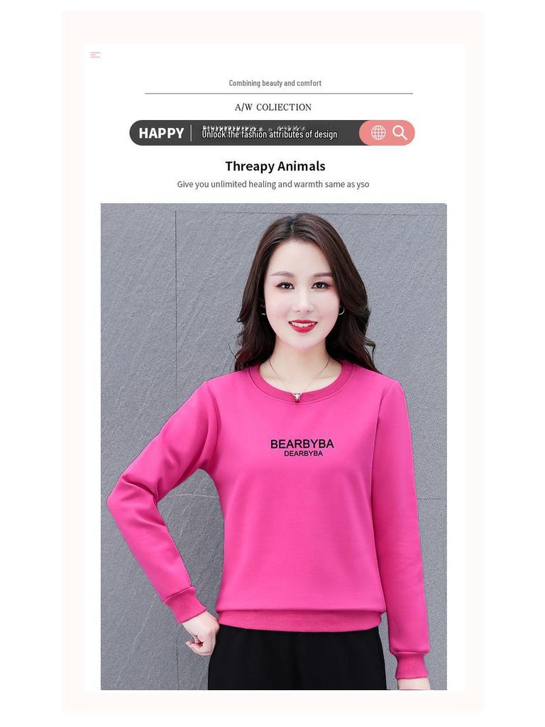 Hanorac cu guler rotund pentru femei – Primăvară/Toamnă 2025, mânecă lungă, top elegant din catifea