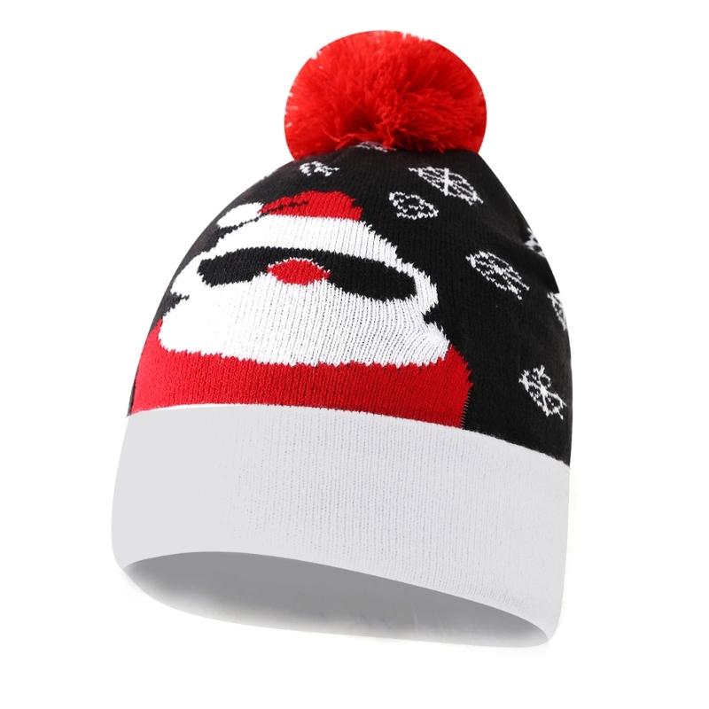 

Acrylic Knitted Hat Santa Snowflakes Pattern Lightweight Headgear For Unisex