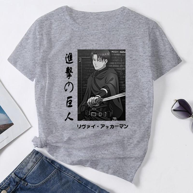 Summer Hot Anime Levi Ackerman Clothing Female Loose Women T-shirt Punk Dark Grunge Streetwear Ladies Top Gothic T Shirts