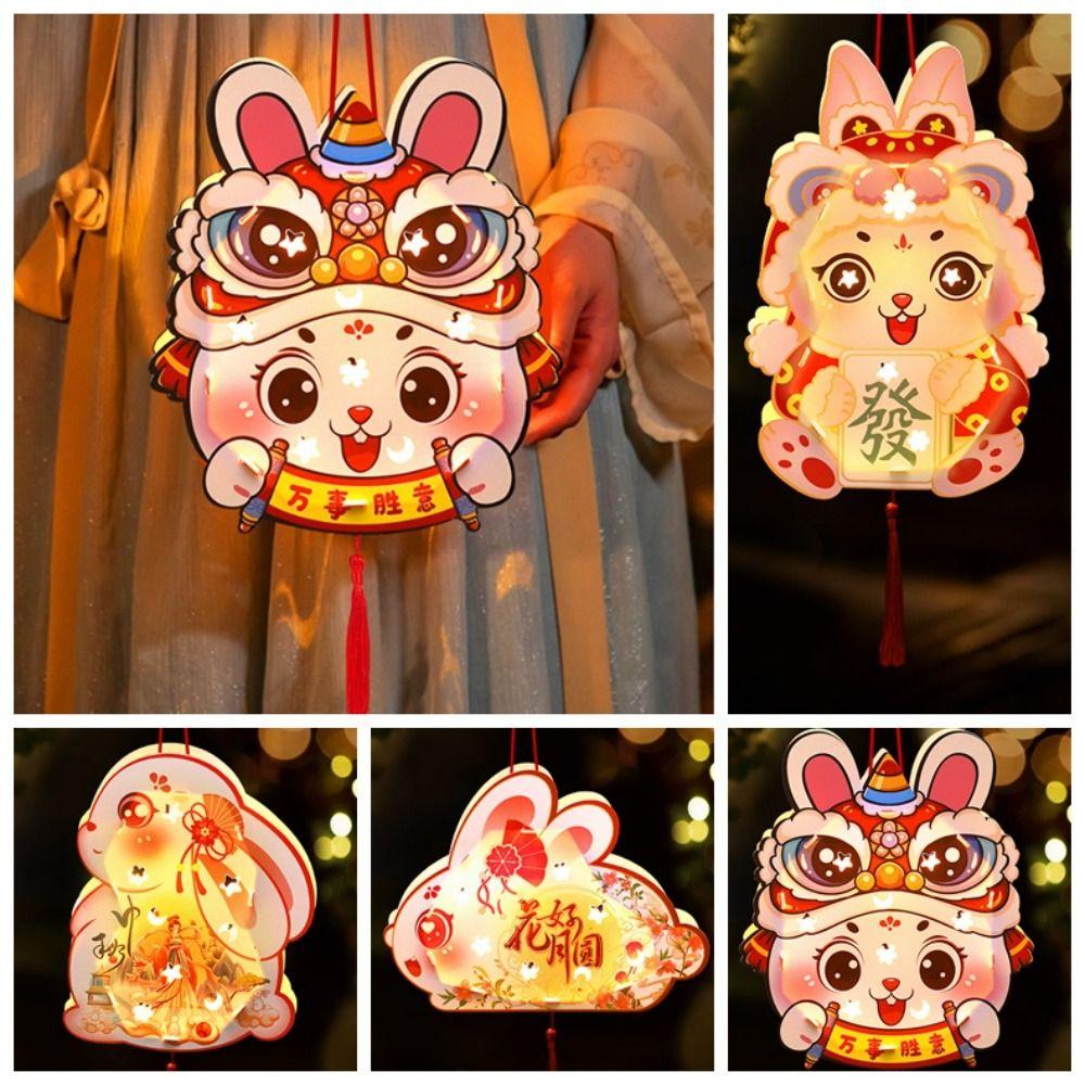

Portable Mid-Autumn Rabbit Lanterns Chinese Style Luminous Lanterns Handheld Lantern New Year
