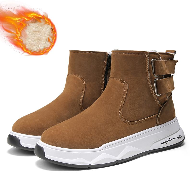 

Зимові чоловічі товсті плюшеві теплі та модні бавовняні туфлі на товстій підошві Снігові черевики Повсякденне бавовняне взуття 44 хакі