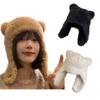 Bear Ear Hat Bear Earflap Beanie Hat Ski Hat Hooded Hat Fleece Earflap Beanie Bomber Hat Plush Trapper Hat