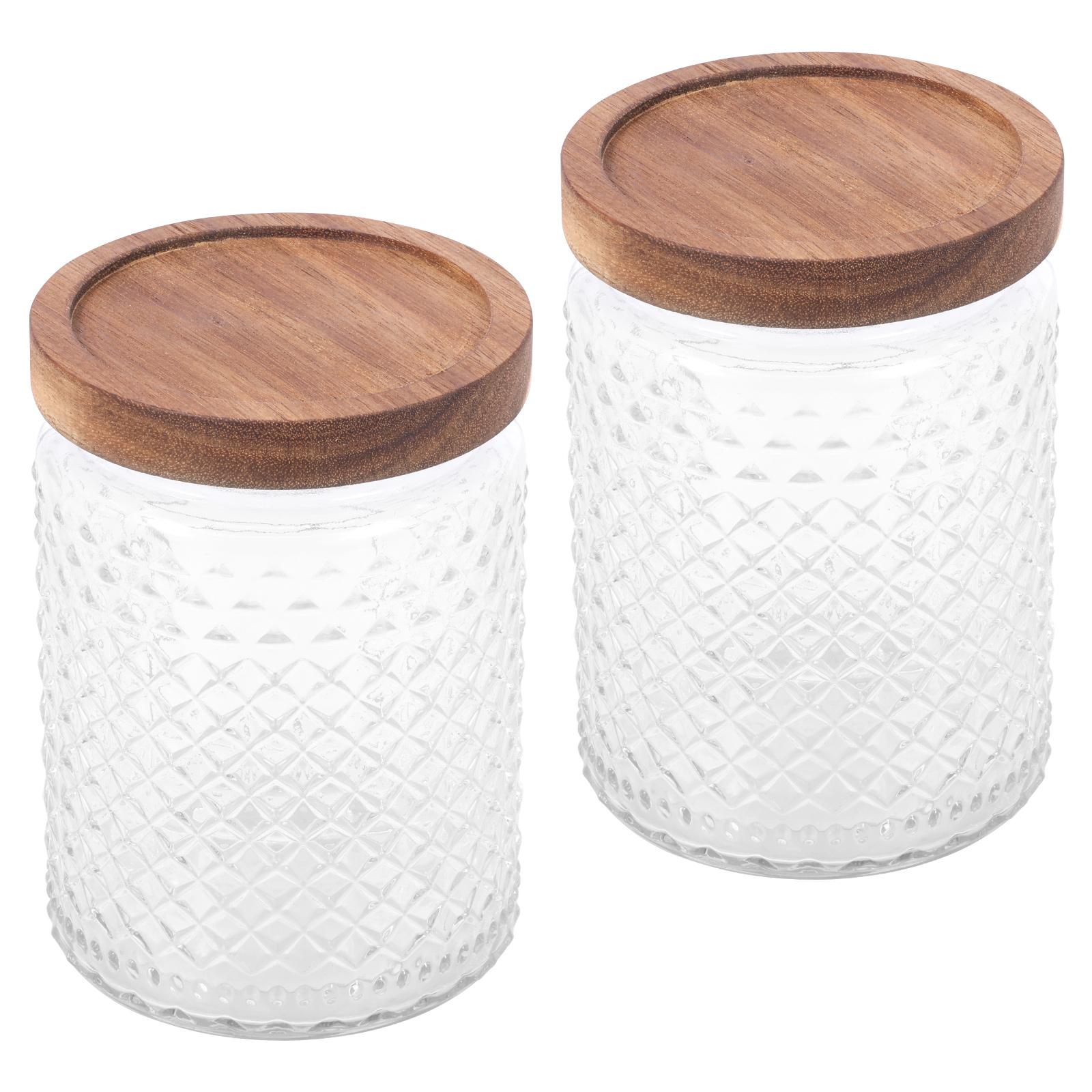 2Pcs 700ml Glass Jar Vintage Glass Kitchen Storage Bottles with Airtight Lid Transparent Coffee Bean Container for Sugar Tea