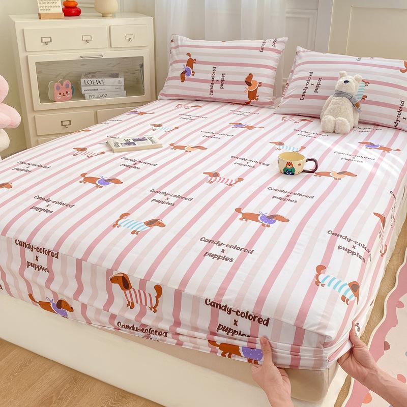 Třídílná sada prostěradel z čisté bavlny pro maminky a miminka, jednobarevná praná bavlna, prostěradlo na holé spaní, plně obepínající ochranný potah na matraci
