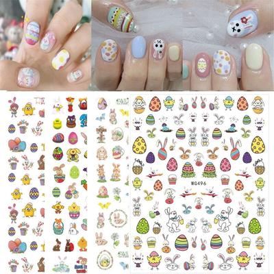 5pcs Easter Nail Stickers New 3D Back Glue Golden Egg Bunny Easter Nail Stickers