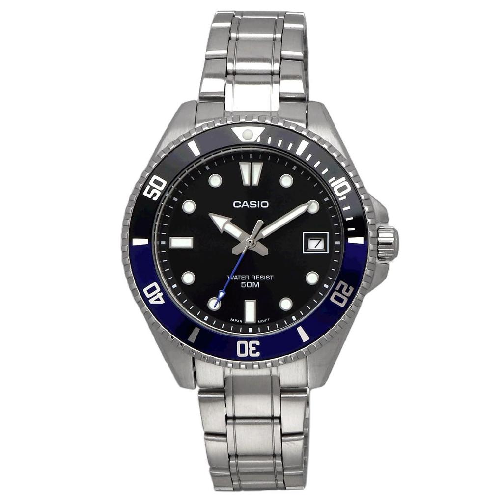CASIO Standard Analog Watch MDV-10D-1A2V Boys Girls Black x Blue Bezel Metal Band Overseas Model