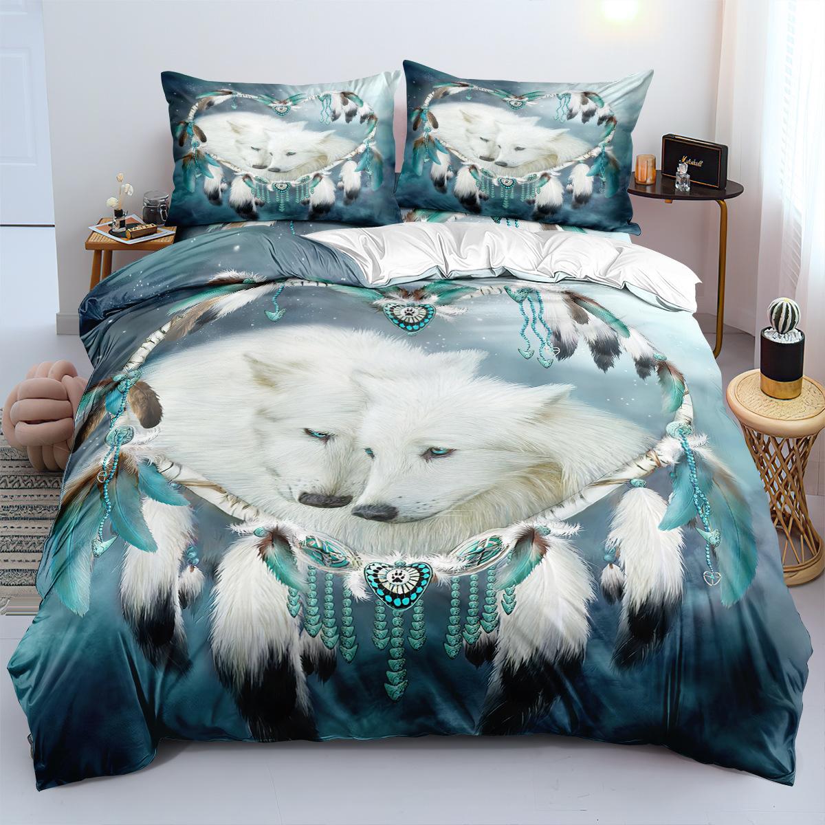 

Foreat Постельное белье с 3D-принтом Снежный волк Уютный мягкий пододеяльник Размер кинг, квин, твин Подарок на день рождения для мальчика, ребенка, взрослого Декор спальни EU Single 135x200cm