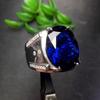 Sapphire Men's Ring: Royal Blue Zirconia, Adjustable Geometric Design