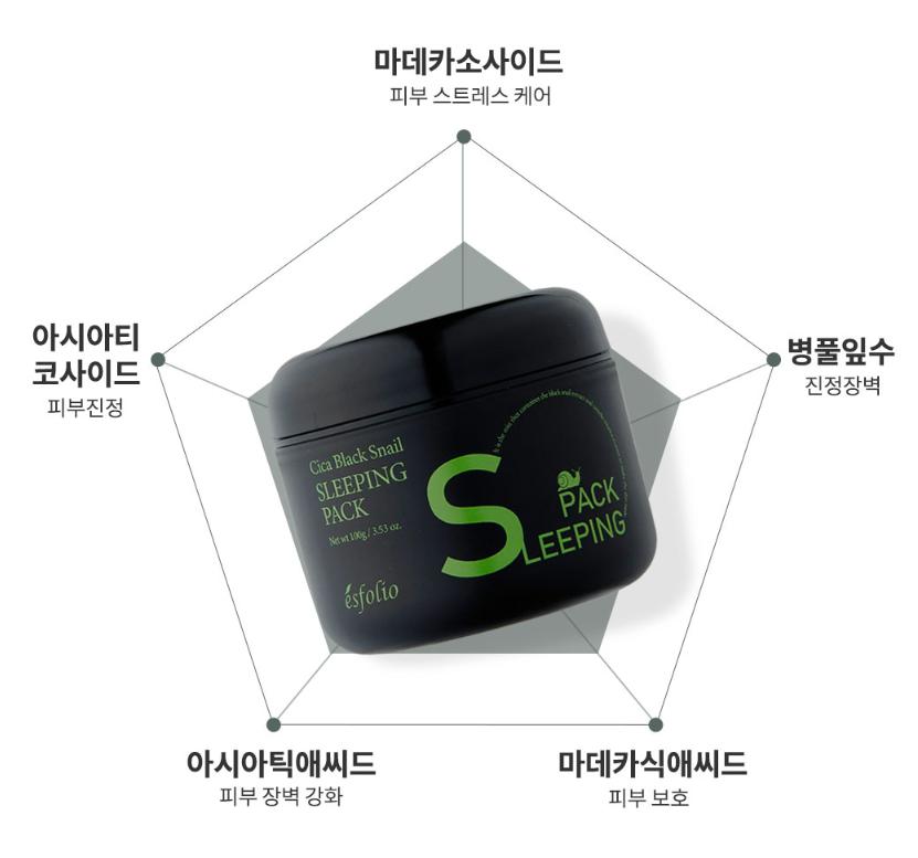 Esfolio Black Snail Cica Sleeping Mask – Calm & Revitalize Skin
