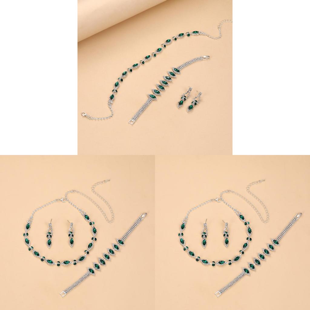Water Drop Bridal Jewelry Set With Colorful Water Drill For Fashion Women