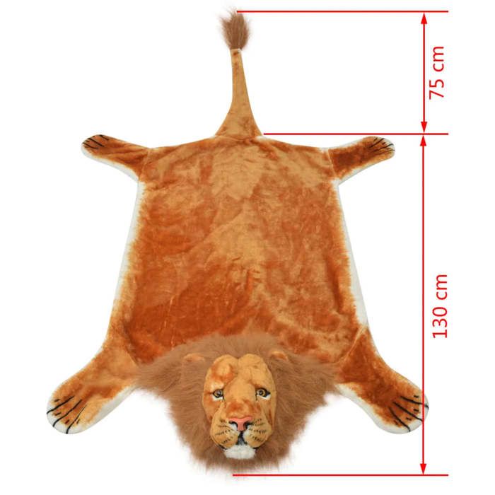 Plush Rug - vidaXL - Lion - 205 Cm - Brown - Indoor