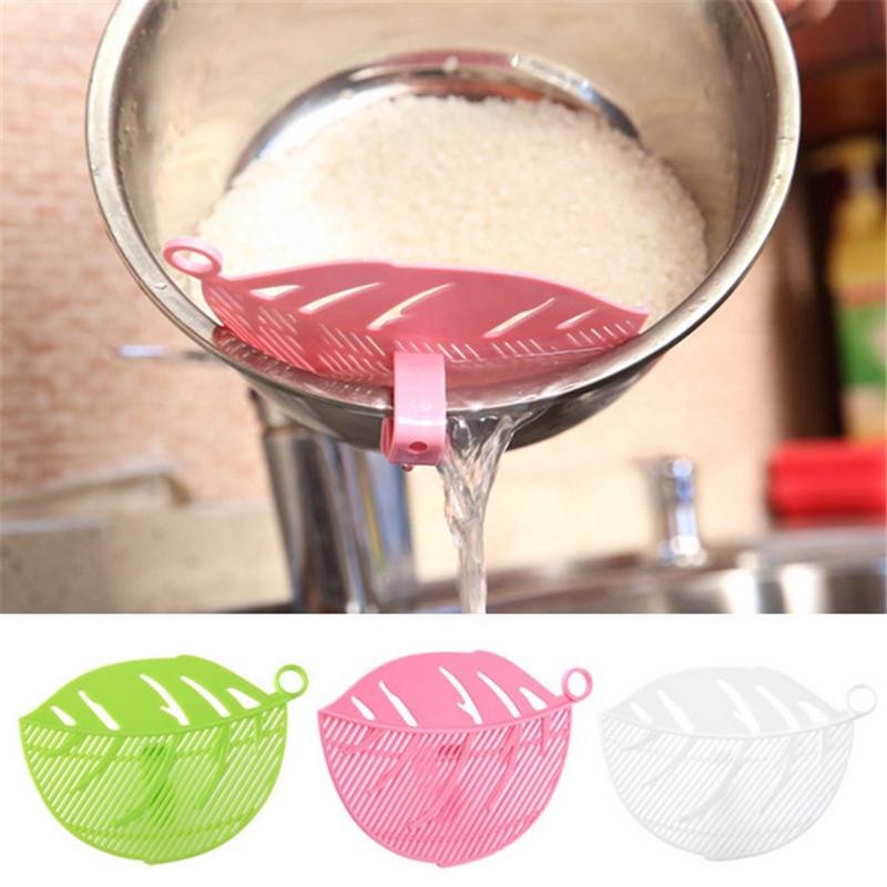 Durable Clean Leaf Shape Rice Wash Sieve Beans Peas Kitchen Clips Tools