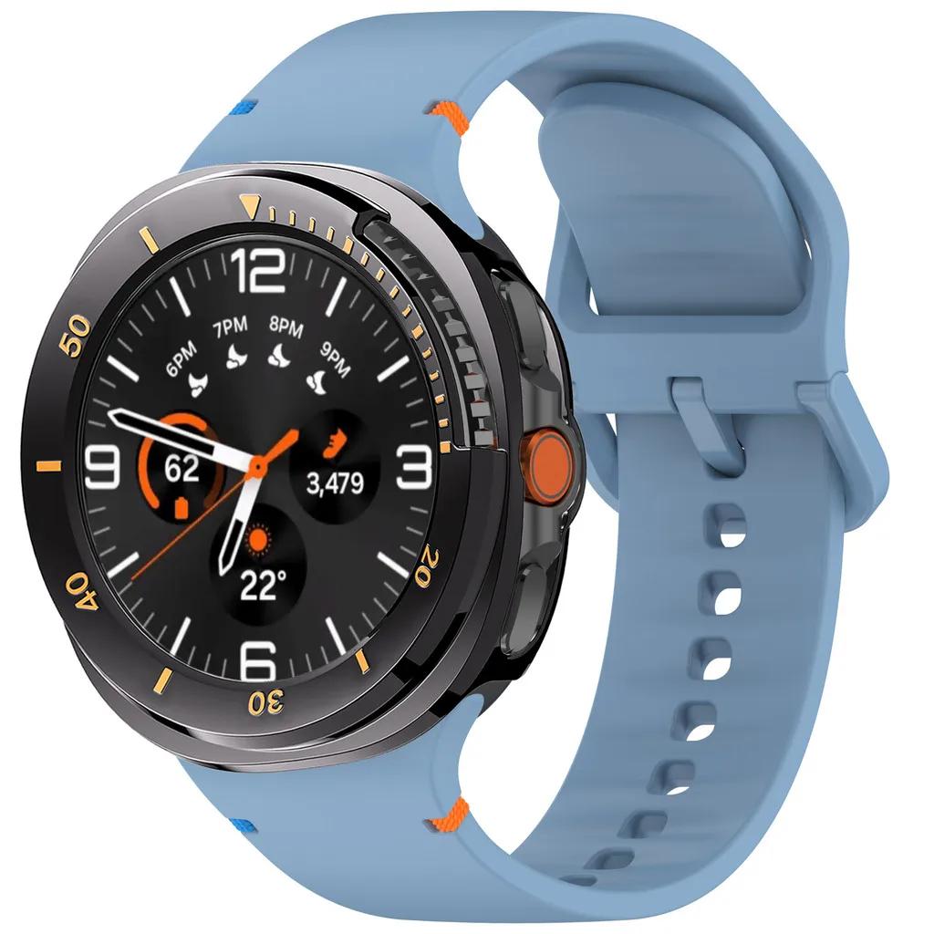 Case+ Band For Samsung Galaxy Watch 8 Classic 46mm Silicone Bracelet Strap Hard PC Bumper For Galaxy Watch 8 Classic NO Glass