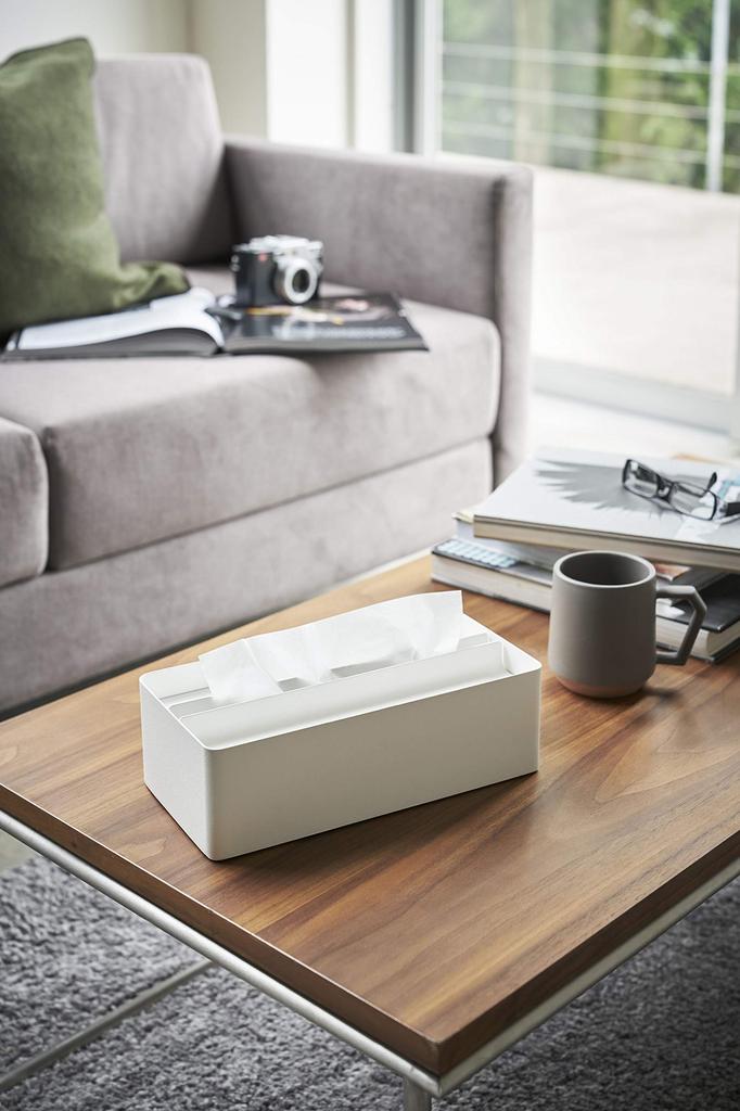 Yamazaki Tower Paper Towel Case with Lid, White, Approx. W26 X D13 X H8cm, 4761