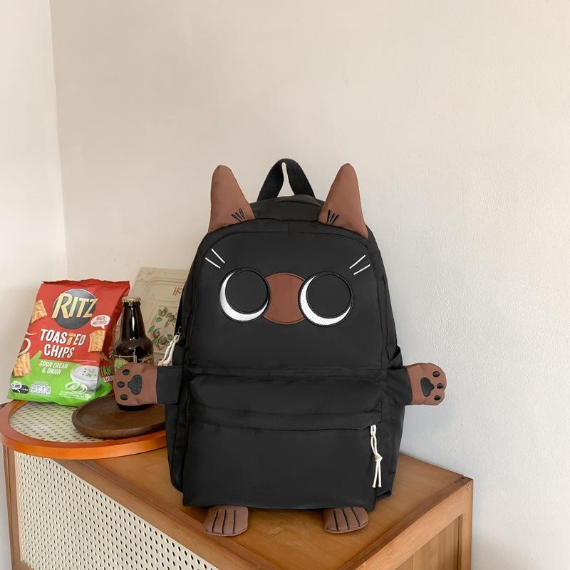 School bag for junior high school students Cute kitten student backpack Ugly cute large-capacity school bag High school students backpacking