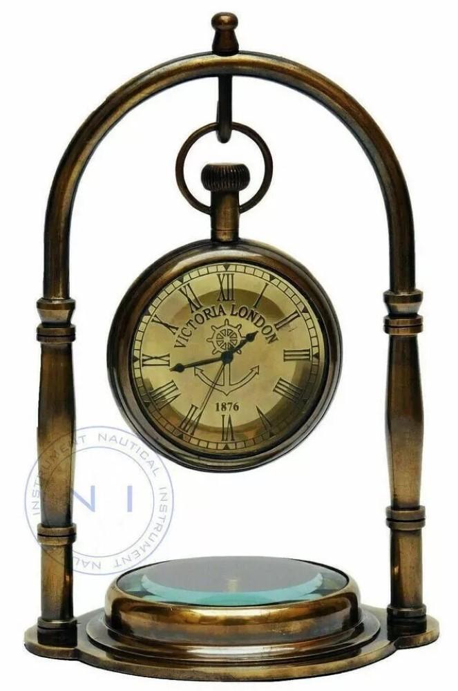 Antique Desk Clock Vintage Table Top Antique Brass Decorative Gift