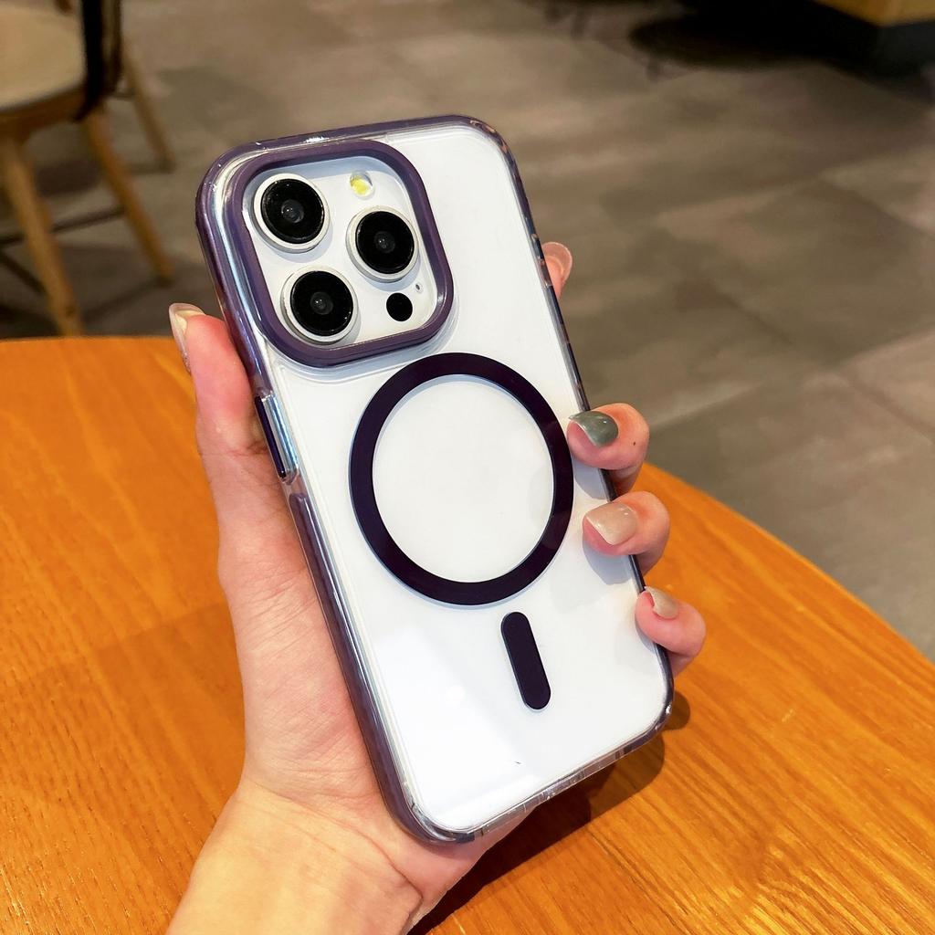 For IPhone 16 Promax Magnetic Phone Case for Apple 15 High Transparency for Samsung S24ultra Color Contrast Anti Slip Edge
