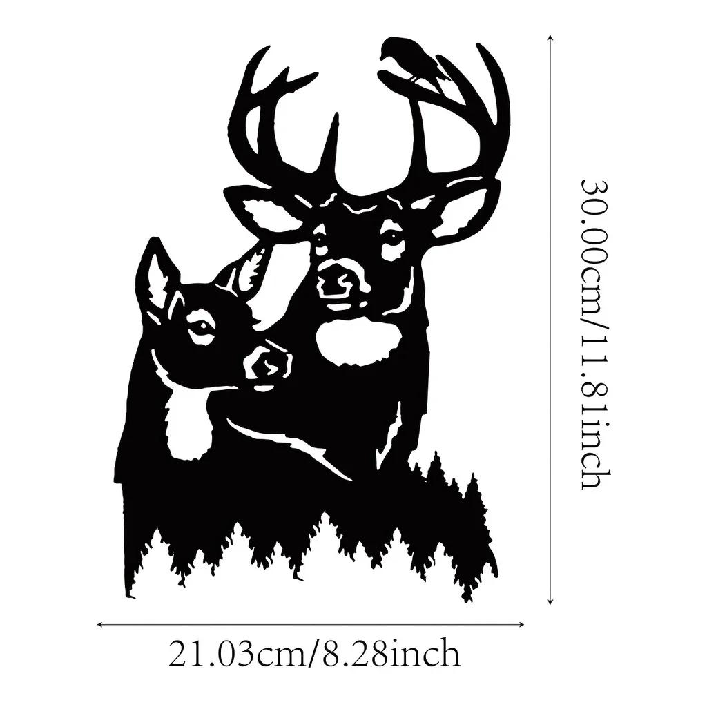 

1 шт. Настенное искусство на тему оленя – классический черный декор для гостиной, элегантное металлическое настенное украшение для стильного украшения комнаты светло-серый