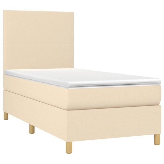 VidaXL Slat Bed Base with Mattress and LEDs, Upholstered Bed, Single Bed, Adult Bed for Interior Bedroom, 3135250