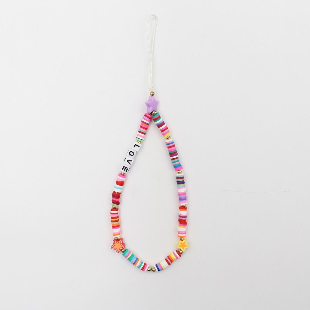 Mobile Phone Chain Beaded Colorful Cartoon Fruit Smiling Face Soft Pottery Letter Beaded To Prevent Mobile Phone from Hanging Chain.