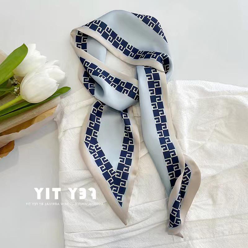 

2023 Misty Blue Silk Hairband & Scarf - Women s Long Tie Ribbon for Bag or Hair, Spring/Summer Ins Style 7*90