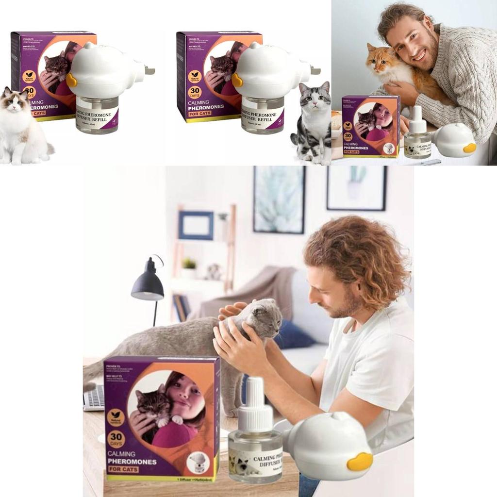 Premium Cat Calming Spray And Pheromone Diffuser Set For Stress Relief And Comforting