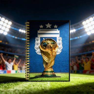 

Brazil France Portugal World Cup, football trophy spiral coil notebook diary