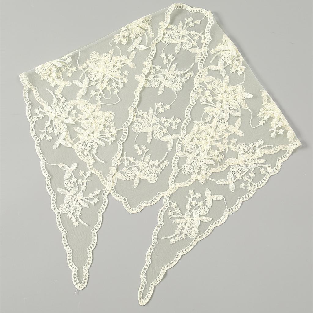 Eleganter Spitzenschal Aushöhlmuster Stickerei Foulard Bandana Einfarbig Dreieckstuch Dünne Vintage Taschentücher für Haare Frau