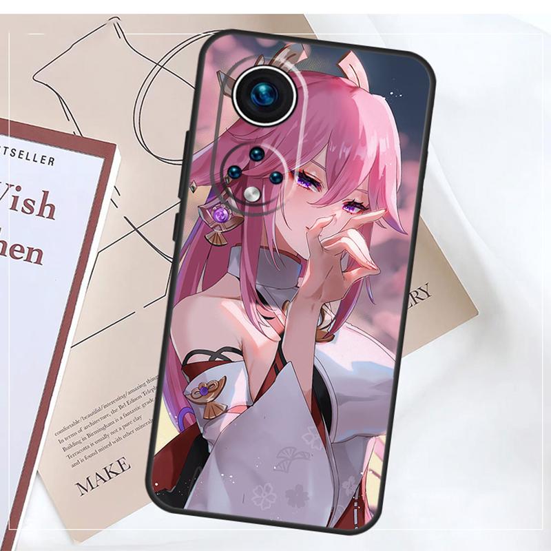 Genshin Impact Yae MIko Case For Honor Magic 8 7 5 6 Pro Win RT 50 70 90 200 400 Lite X8b X8c X9a X9b X9c X9d Cover