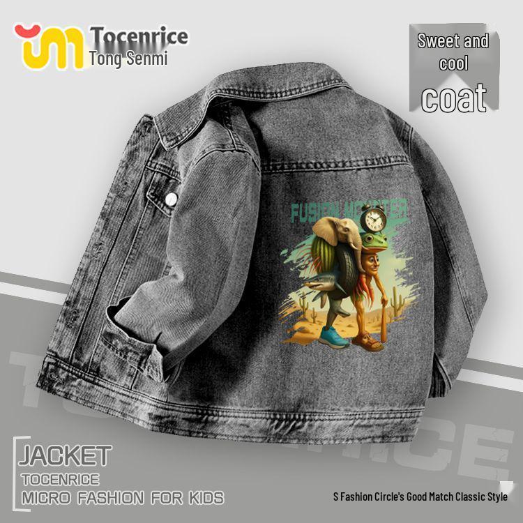 Shan Hai Jing Kids  Autumn Denim Jacket - Boys  & Girls  Casual Top 140