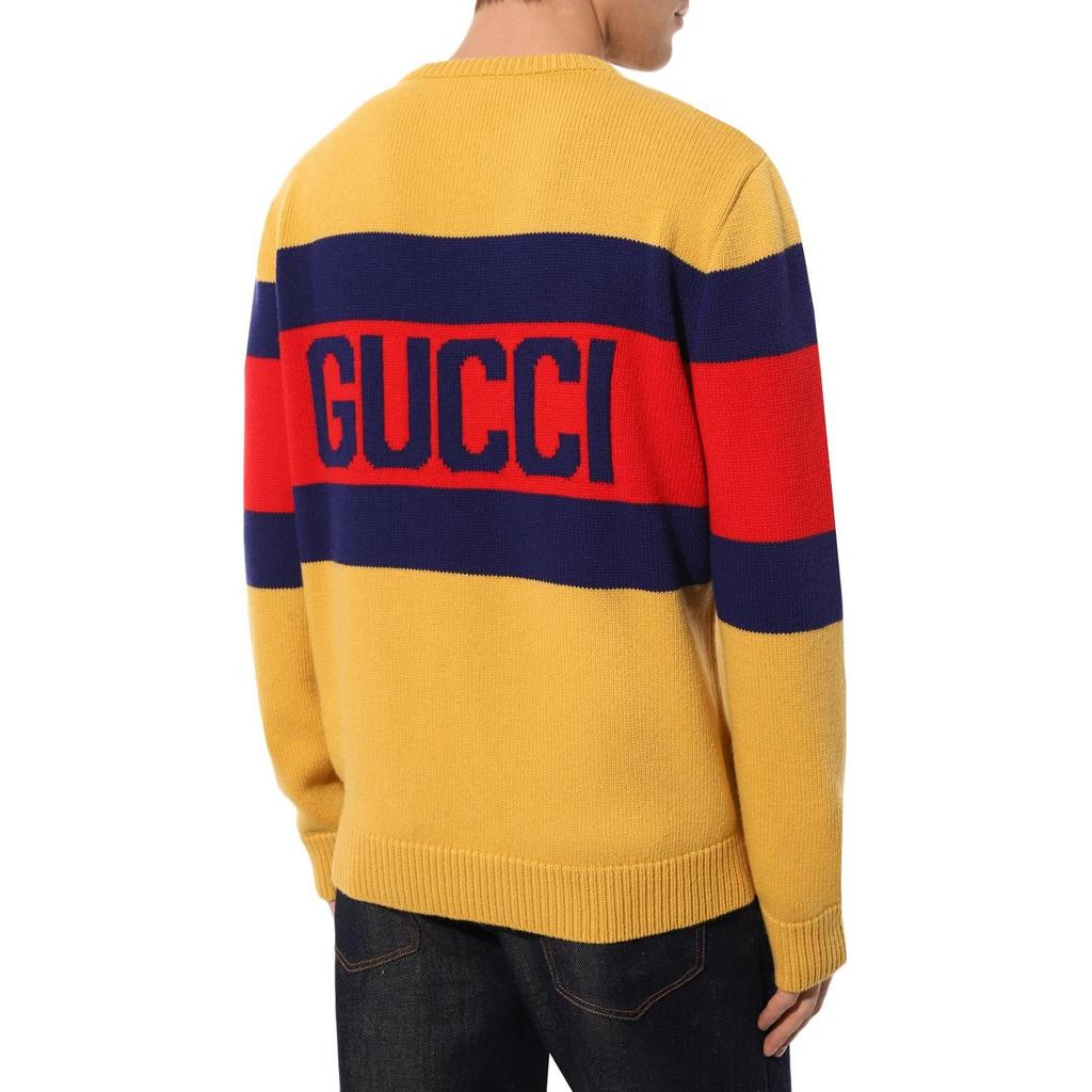 GUCCI Sweaters Men's Yellow Crew Neck Moderate Other 676393-XKB43-7123
