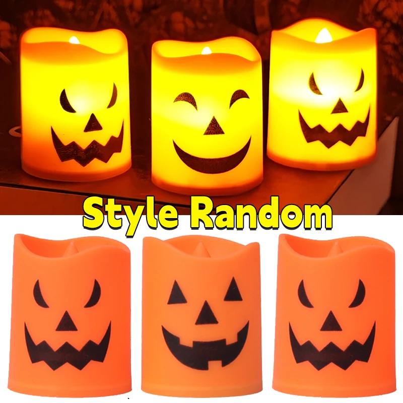 

12/1 шт. Хэллоуин Тыква Светодиодная Электронная Свеча Свет Питание от Батареек Беспламенные Свечи Лампа Домашний Декор Праздничные Украшения Реквизит 12PCS